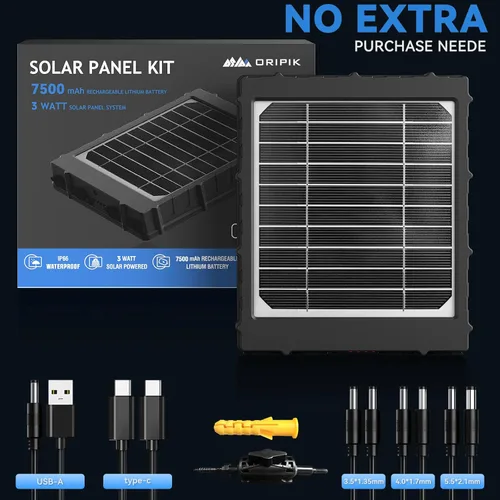Vista 6 de Panel solar para cámara de sendero: Panel solar de cámara de caza de 6V/9V/12V con USB-C, cargador de batería de litio recargable incorporado