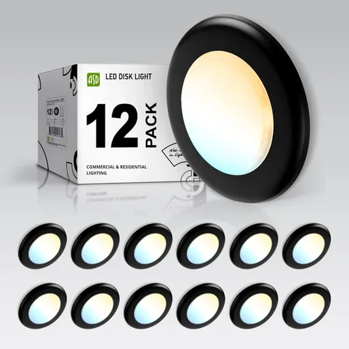 Vista 25 de ASD Paquete de 12 luces LED de disco de 4 pulgadas, 10 W 5CCT 2700 K-5000 K 685 lm CRI90+, luminaria de techo de montaje empotrado regulable