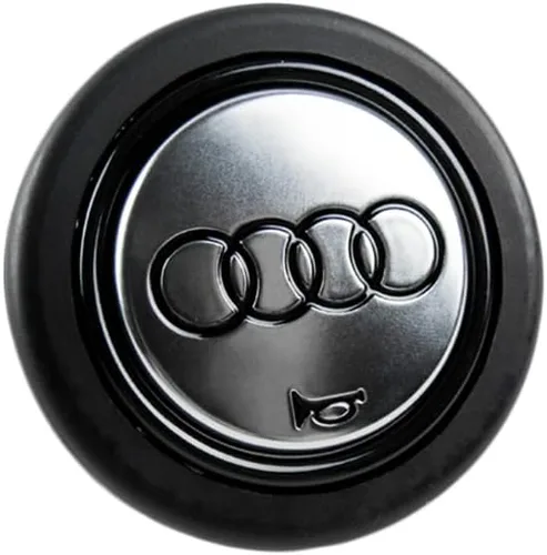 Vista 4 de Q1-TECH, botón redondo JDM universal para volantes aftermarket de 6 pernos con abertura de dos pulgadas 2" para botón de bocina (AUD-BK)