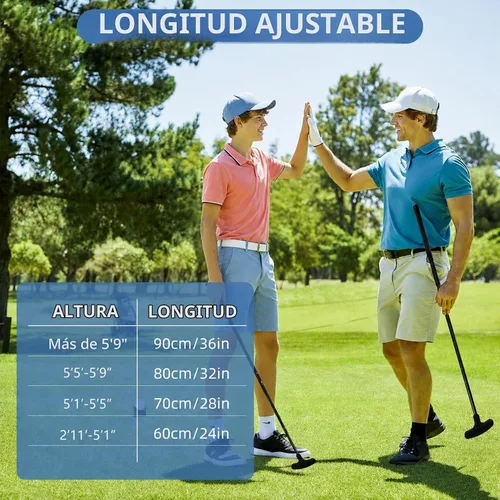 Vista 4 de Juego de 2 mini golf – Putter bidireccional, diestro/izquierdo, longitud ajustable para adultos, principiantes