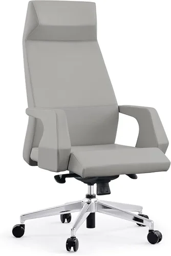 Vista 10 de LUCKYERMORE Silla de oficina ejecutiva ergonómica de cuero para el hogar, silla de escritorio con posición de bloqueo ajustable y cómoda