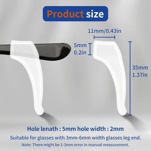 Vista 2 de SooGree Antideslizante para gafas con gancho cómodo de silicona para patillas, retenedor de manga, gafas de sol