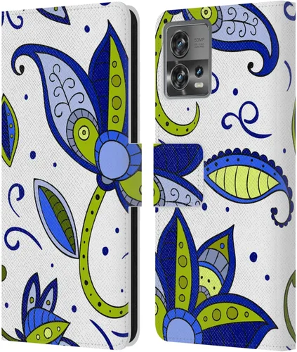 Head Case Designs Officially Licensed Haroulita Blue Flower Cute Flower Pattern Leather Book Wallet Case Cover Compatible with Motorola Moto Edge 30