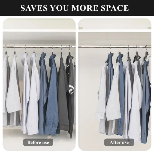 Vista 5 de Ganchos de conector para colgar – Paquete de 50 ganchos para colgar ropa – Percha que ahorra espacio para organizador de armario – Perchas
