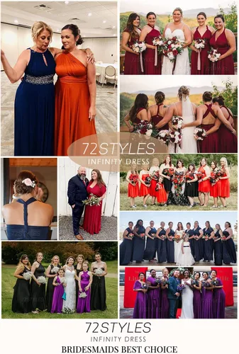 Vista 5 de 72styles - Vestido infinito con bandeau, diseño dama de honor, convertible y largo, talla extragrande, para usar cruzado, de forma envolvente