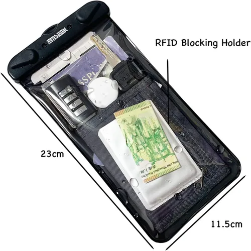 Vista 4 de Bolsa impermeable para tarjeta de embarque, soporte para pasaporte, organizador de viaje, cartera impermeable, funda seca para teléfono, llavero