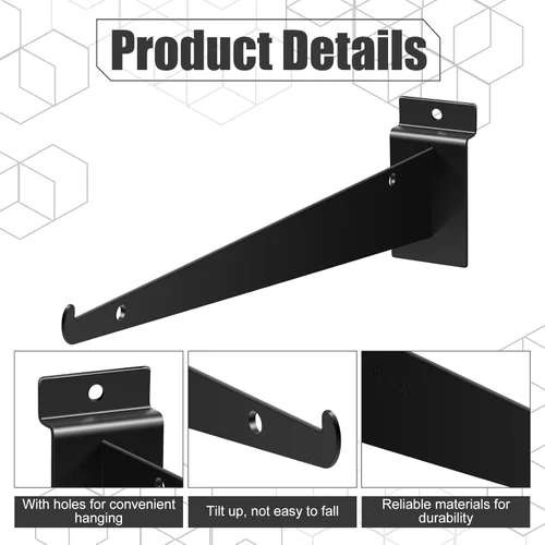 Vista 3 de Oudain 12" Soporte de Estante para Pared de Listones con Ranura, Soportes de Pared de Listones Resistente, Accesorios de Pared de Listones Flotantes