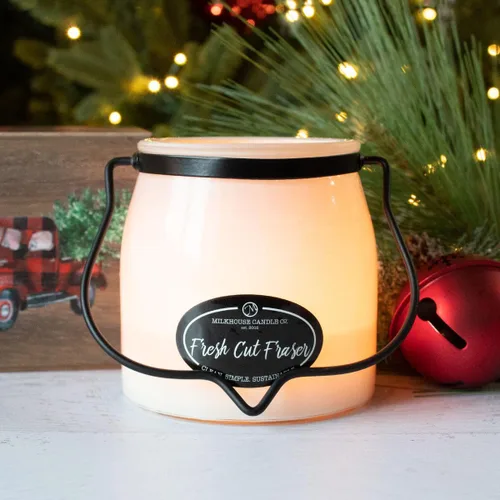 Vista 6 de Milkhouse Candle Company - Fresh Cut Fraser - Colección Creamery - Velas de soja con doble mecha de algodón de 16 onzas con cera de abejas - Largo