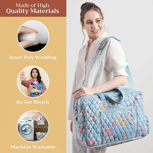 Vista 3 de Maison d' Hermine Bolsas de fin de semana para mujer, de algodón, acolchadas, para equipaje nocturno, bolsa de fin de semana para hombres, regalos