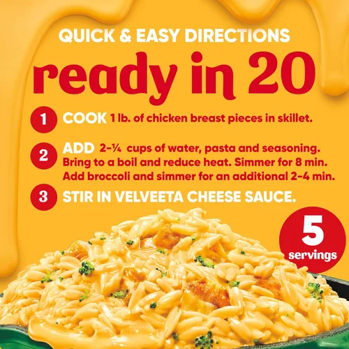 Vista 6 de Velveeta Skillets - Kit de cena de pollo y brócoli en una sartén, caja de 13.6 onzas