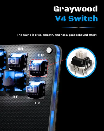 Vista 5 de Sehawei Haute42 16Key All-Button Arcade Controller Gamerfinger with Turbo Functions,Arcade Stick Street Fight Mini Plus Controller for