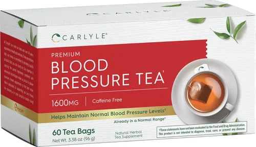 Carlyle Bolsas de té para presión arterial, 60 unidades, con flor de hibisco, vegetariano, sin OMG y sin gluten, suplemento de té de hierbas