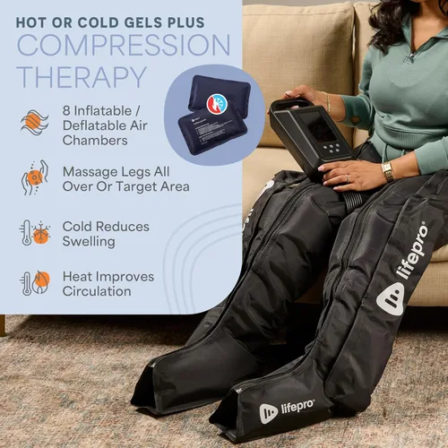 Vista 3 de LifePro Air Compression Recovery System with Heat – 8-Chamber AXIS Full Leg Massage for Calf, Thigh & Foot – Air Massage Wraps for Relaxation &