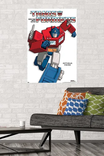 Vista 3 de Hasbro Transformers - Póster de pared Optimus Prime Feature Series, 22.4 pulgadas de largo x 14.7 pulgadas de ancho, versión enmarcada de madera