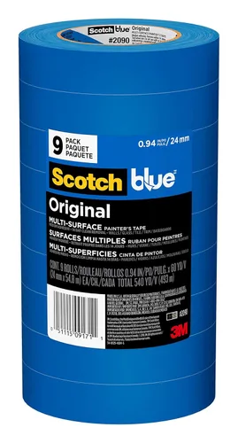 Vista 2 de Scotch Painter's Tape - Cinta de pintor original multisuperficie, 2090, 9 rollos y cinta adhesiva de grado contratista Scotch color bronceado, cinta