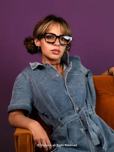 Vista 4 de VISOONE Lentes con bloqueo de luz azul, rectangular, elegante, aspecto preppy, marco multicolor para mujeres y hombres, RIVER