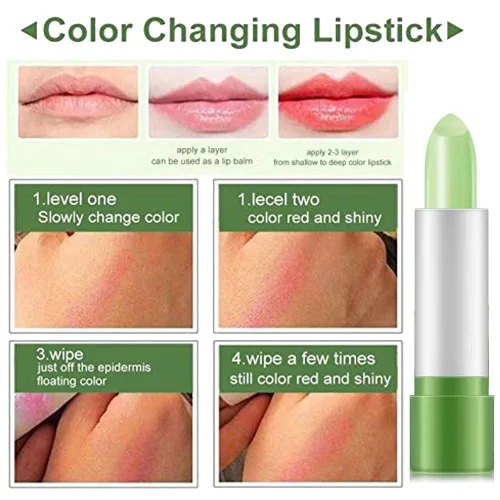 Vista 4 de Pintalabios de aloe vera, Firstfly de larga duración, nutritivo bálsamo labial, hidratante, mágico, cambio de temperatura, brillo de labios