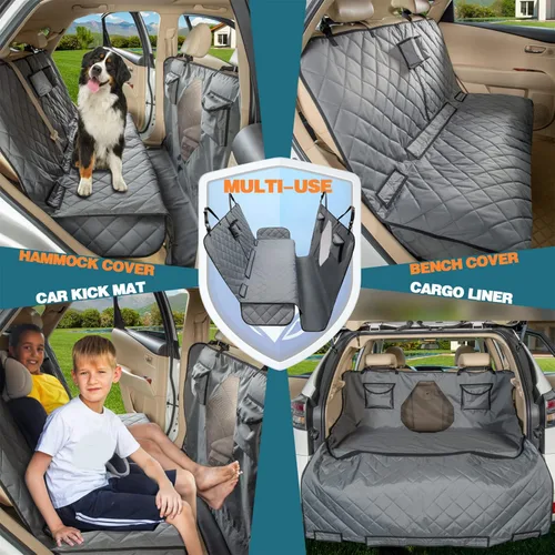 Vista 3 de Funda de asiento de automóvil para perros con ventana de malla, banco y hamaca combinada, desmontable, adecuada para la mayoría de vehículos