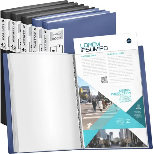 Vista 9 de Marspark - Carpeta de 4 piezas con fundas de plástico grande de 8.5" x 11", libro de presentación de 40 bolsillos con 80 páginas, carpeta