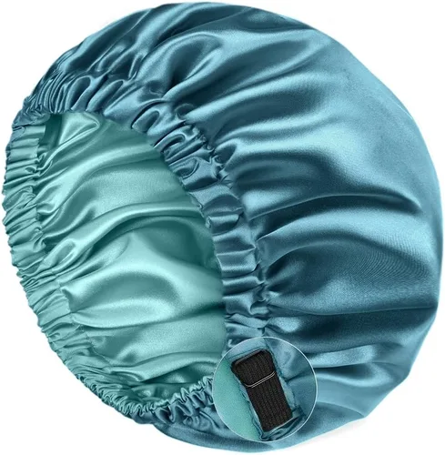 Vista 15 de YANIBEST Gorro de Seda de Satén para Dormir para Mujeres y Hombres, Gorro de Cabello Ajustable de Doble Capa para Rizos y Trenzas para Reducir