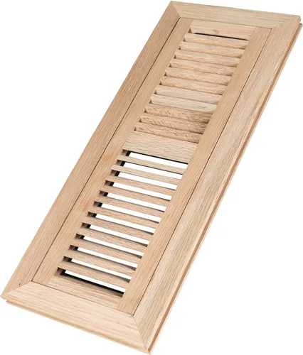 Vista 17 de Paquete de 2 registros de piso de madera dura de roble rojo, ventilación de montaje empotrado, 4 x 10 pulgadas, con amortiguador, sin terminar