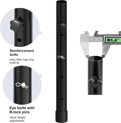 Vista 3 de Extensores de patas de mesa para mesas plegables, extensiones de patas de mesa de metal para patas dobladas y rectas, elevadores de patas de mesa
