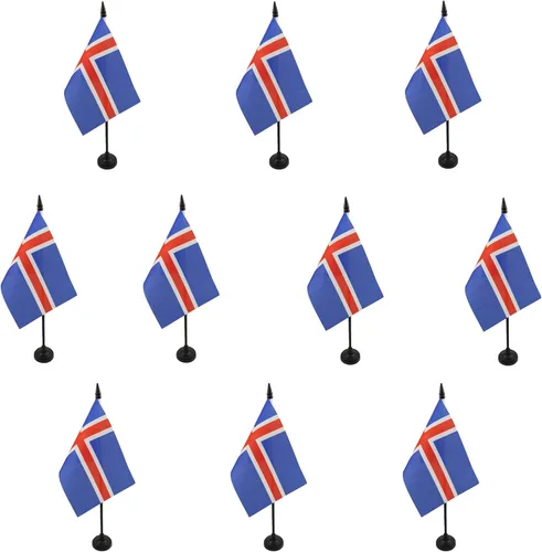 Vista 35 de Aland Table Flag 4'' x 6'' - Aland - Finland Desk Flag 15 x 10 cm - Black plastic stick and base - AZ FLAG