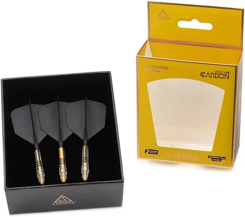 Vista 4 de CUESOUL ROST T19 - Eje de dardo integrado de carbono y vuelo con forma de ala grande, color negro con ejes amarillos