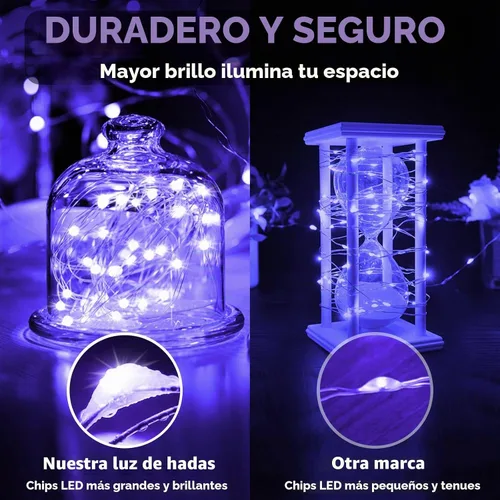 Vista 4 de Guirnalda de luces LED que funcionan con pilas, luces LED UV negras de 16.4 pies, accesorios de luz negra flexibles, alambre de cobre alimentado por