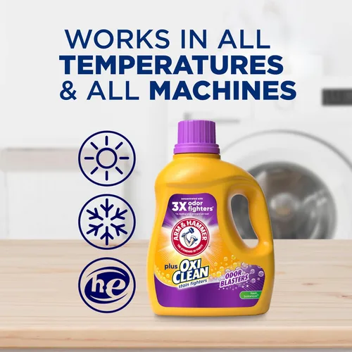 Vista 9 de ARM & HAMMER Plus OxiClean with Odor Blasters - Detergente líquido para ropa, removedor de olores de lavandería, ataca manchas, aroma botánico