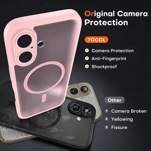 Vista 1127 de TOCOL Funda para iPhone 11, compatible con Magsafe, protección completa de cámara, imanes integrados, protección contra caídas, funda translúcida