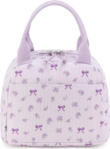 Vista 33 de Bluboon Bolsa de almuerzo para mujer, bonita bolsa de almuerzo de pana con correa para el hombro, reutilizable, aislada, gran capacidad A Corduroy
