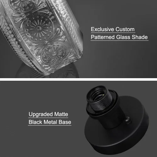 Vista 9 de DSMJFU Lámpara de techo de montaje semiempotrado, lámpara de techo pequeña vintage, lámpara de iluminación de pasillo de vidrio engrosado, lámpara