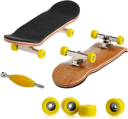 Vista 6 de 1 paquete de mini tablas para dedos profesionales de madera de arce, juego de patinetas de dedo para niños (blanco)