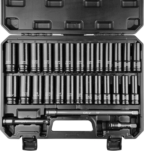 Vista 8 de 15 piezas de juego de llaves vaso universales de 3/8 de pulgada, juego de enchufes giratorios, enchufes flexibles de oscilación métrica, CR-MO