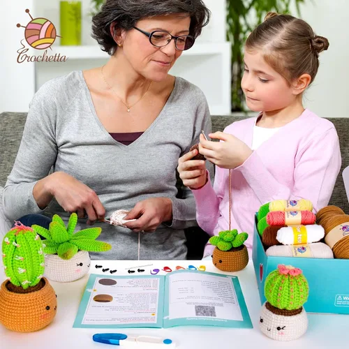 Vista 5 de Crochetta Kit de ganchillo para principiantes con tutoriales en video paso a paso, aprende a tejer para adultos y niños, suministros de manualidades