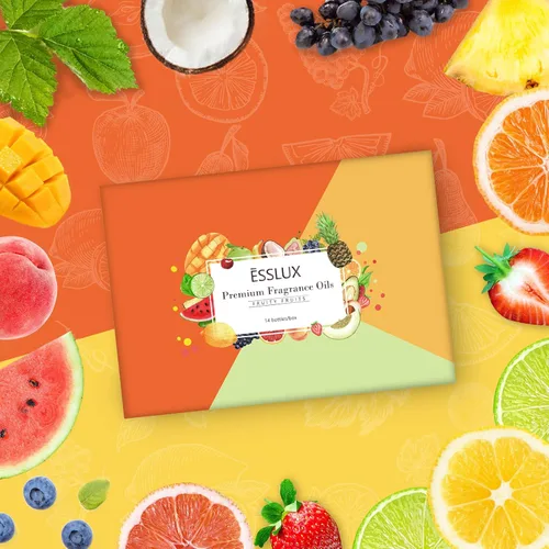 Vista 7 de ESSLUX - Juego de aceites aromáticos frutales de 14 x 0.3 fl oz, aceites perfumados de frutas prémium para difusor, aromas para hacer velas