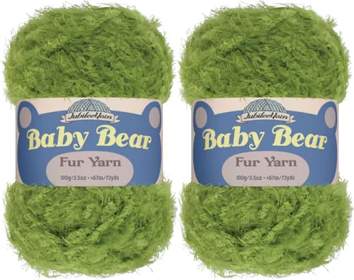 Vista 19 de JubileeYarn - Ovillo de lana de oso de bebé, piel de poliéster, 3.53 onzas/madeja, color blanco, 2 madejas