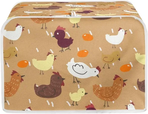 Vista 2 de Dolyues Cubierta para tostadora con estampado de pollo, 4 rebanadas, cubiertas para electrodomésticos pequeños de cocina, protección contra el polvo