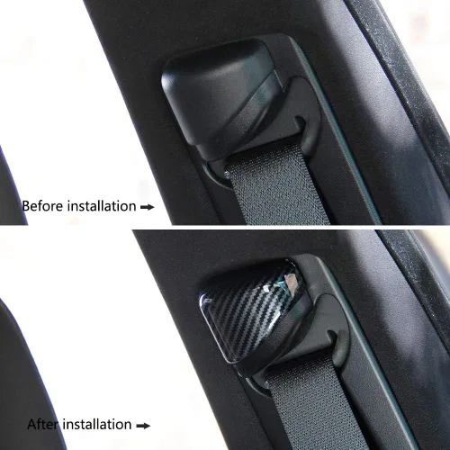 Vista 2 de crosselec Cinturón de seguridad de fibra de carbono con botón de decoración para Dodge Charger 2015+/Chrysler 300 2015-2021