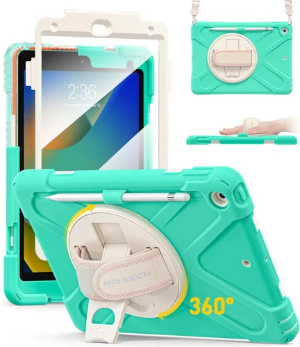 Vista 18 de BRAECN Funda para iPad de 9ª/8ª/7ª Generación, Funda Resistente a Prueba de Golpes con Protector de Pantalla, Soporte para Lápiz, Soporte para Tapa
