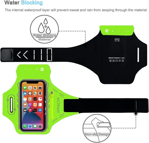 Vista 6 de Brazalete para iPhone Pro Max 17 16 15 14 13 12 PlusAir con soporte para Airpods, entrenamiento de gimnasio, correr, teléfono (verde)