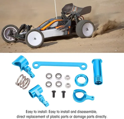 Vista 3 de Dilwe Kit de nudillos de dirección RC, conjunto de dirección de aleación de aluminio RC compatible con LC RACING 1/14 WLToys 1/14 144001 124018