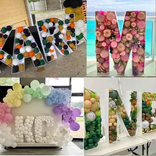 Vista 6 de Letras de 2 pies con marco, letra Y para mosaicos de globos, kit de bricolaje para letras rellenables, para decoración de fiesta de cumpleaños