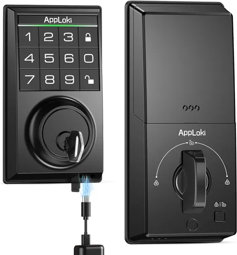 Aibocn Cerradura de puerta con teclado electrónico, cerradura automática, opción de entrada con llave, contemporánea, antimiradas, paquete de 1