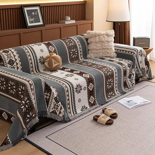 Vista 23 de ROOMLIFE Manta Funda Azteca Bohemia para Sofá, Decoración del Hogar Estilo Granja, Fundas de Sofá para Loveseat, Sofás de 2/3 Cojines, Apta