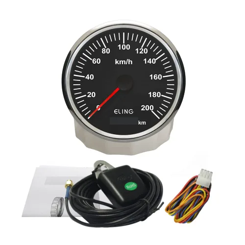 Vista 5 de ELING 4.331 in GPS Velocímetro Odómetro Medidor Set 0.0-124.3 mi/h para Camión Auto Remolque Coche Yate con Retroiluminación 12V 24V