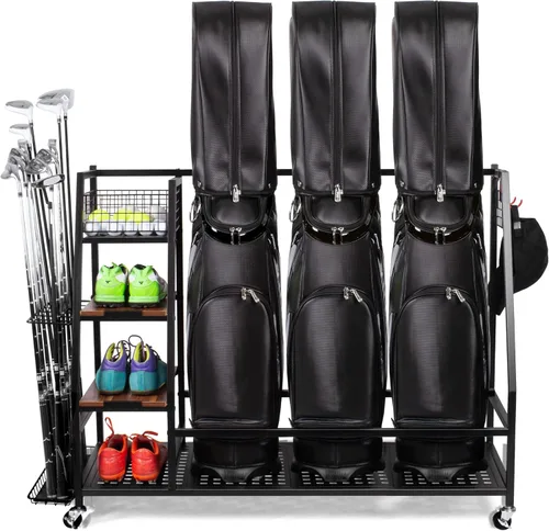 Organizador de Almacenamiento de Bolsas de Golf para Garaje, Estante para Bolsas de Golf Compatible con 23 Bolsas de Golf y Accesorios de Equipo de