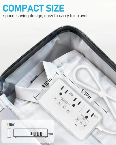 Vista 8 de Convertidor de voltaje de 220 V a 110 V de EE. UU. a Europa, convertidor de voltaje de 2000 W para viajes europeos con 3 puertos AC 2 USB-C 2 USB-A