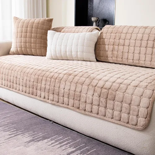 Vista 23 de Funda de terciopelo para sofá, funda de sofá modular de felpa, lavable, funda antideslizante para reposabrazos y respaldo, fundas protectoras